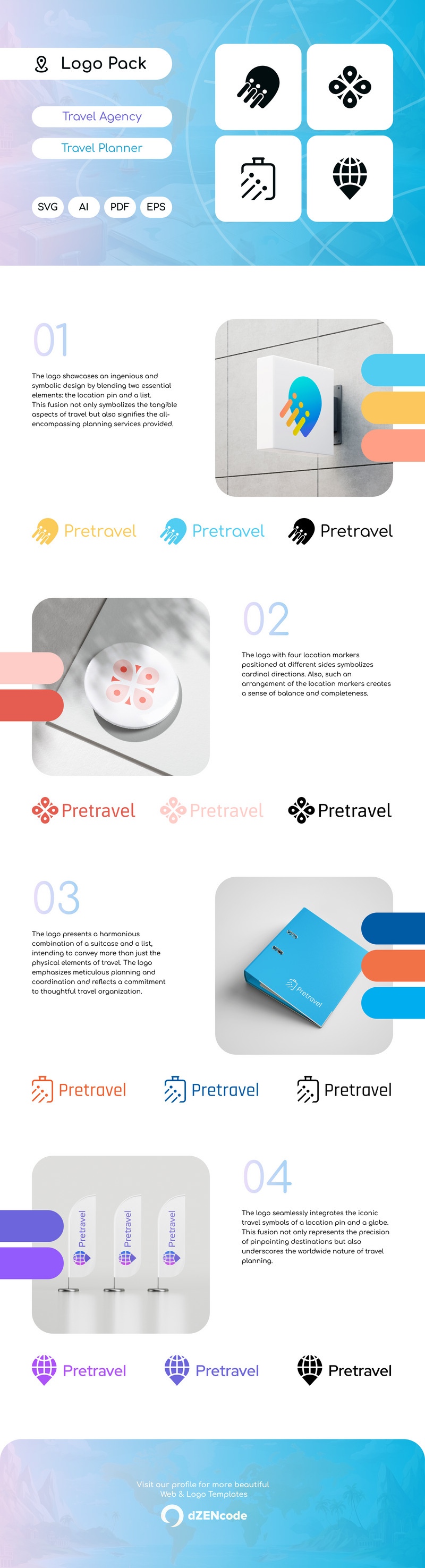 Pretravel – Minimalistisk Travel Logo Pack Mall. - Features Image 1