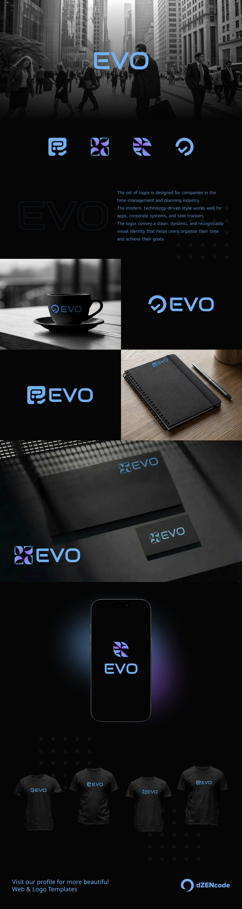 EVO – 适用于帮助用户管理时间和任务的品牌的 Logo 包模板 - Features Image 1