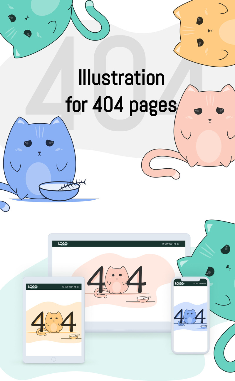 404 Traurige Katze — Illustration - Eigenschaften Bild 1