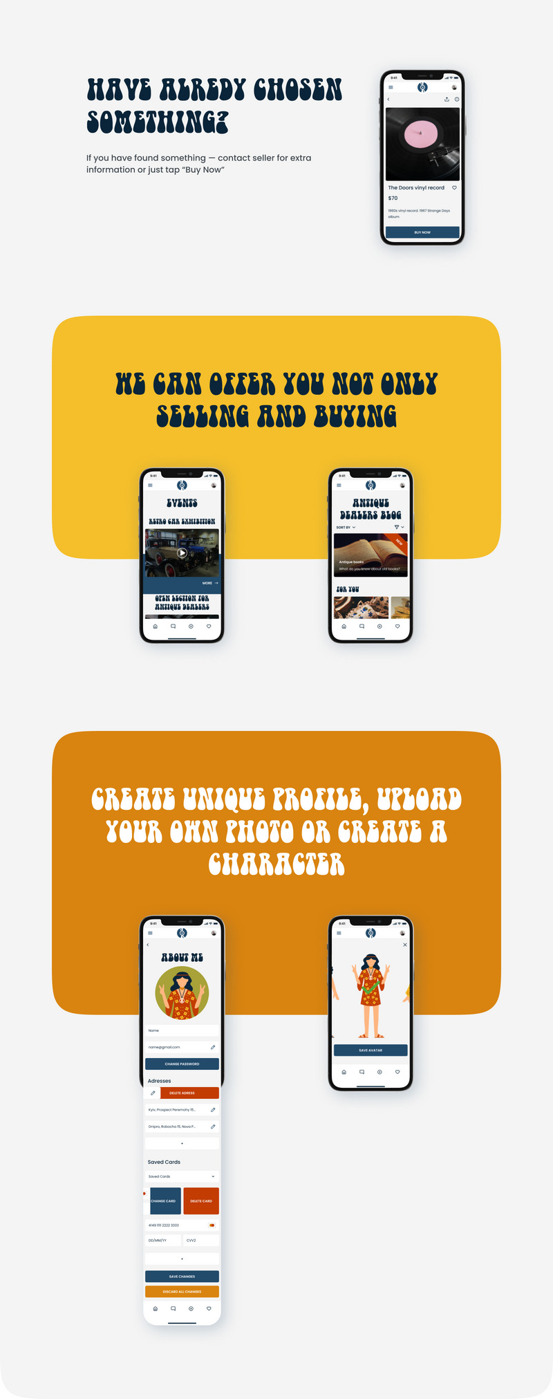 Stock de bois - Modèle d'interface utilisateur / UX d'application mobile de commerce électronique de style rétro - Caractéristiques de l’image 2