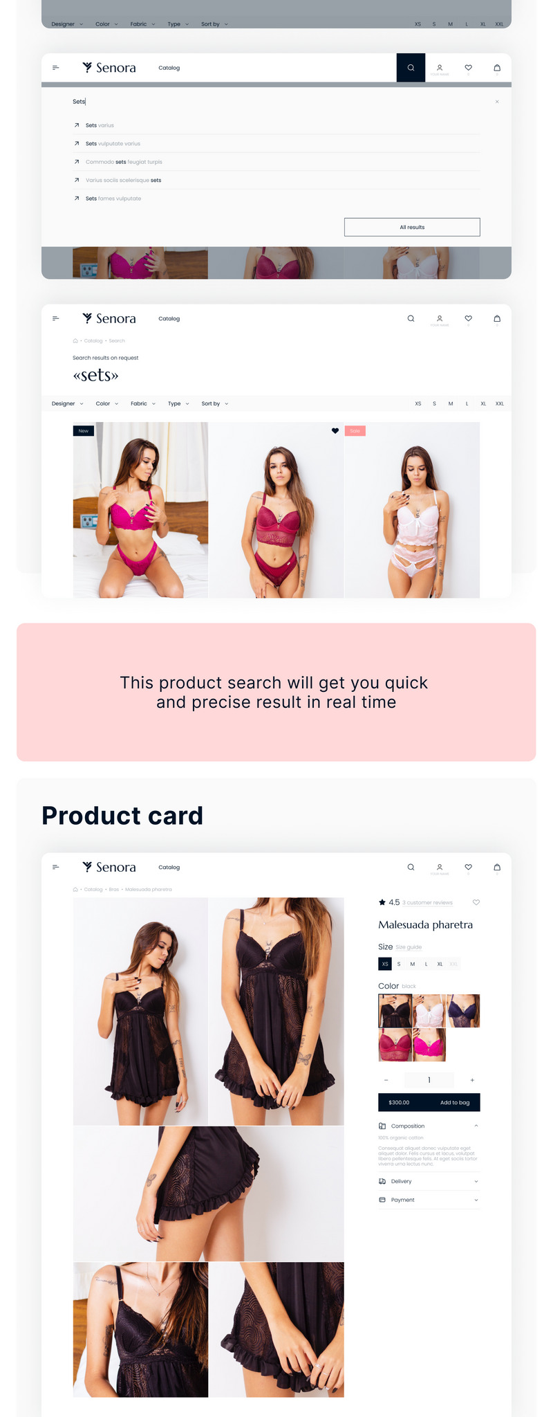 Senora — Modèle WooCommerce de boutique en ligne de lingerie - Caractéristiques de l’image 2