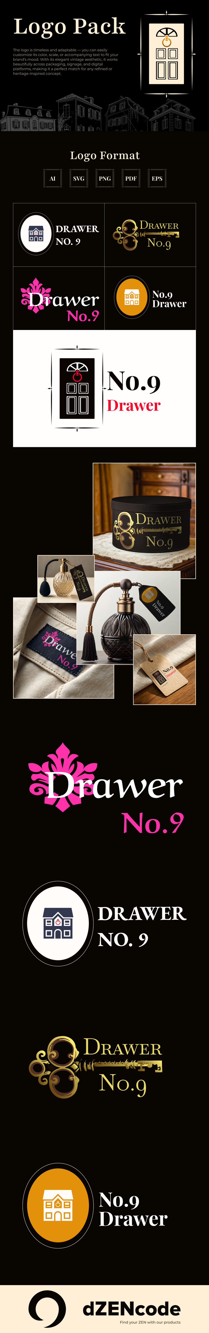 Ящик №9 — Набор логотипов для винтажного бренда, предлагающего вечные сокровища - Features Image 1