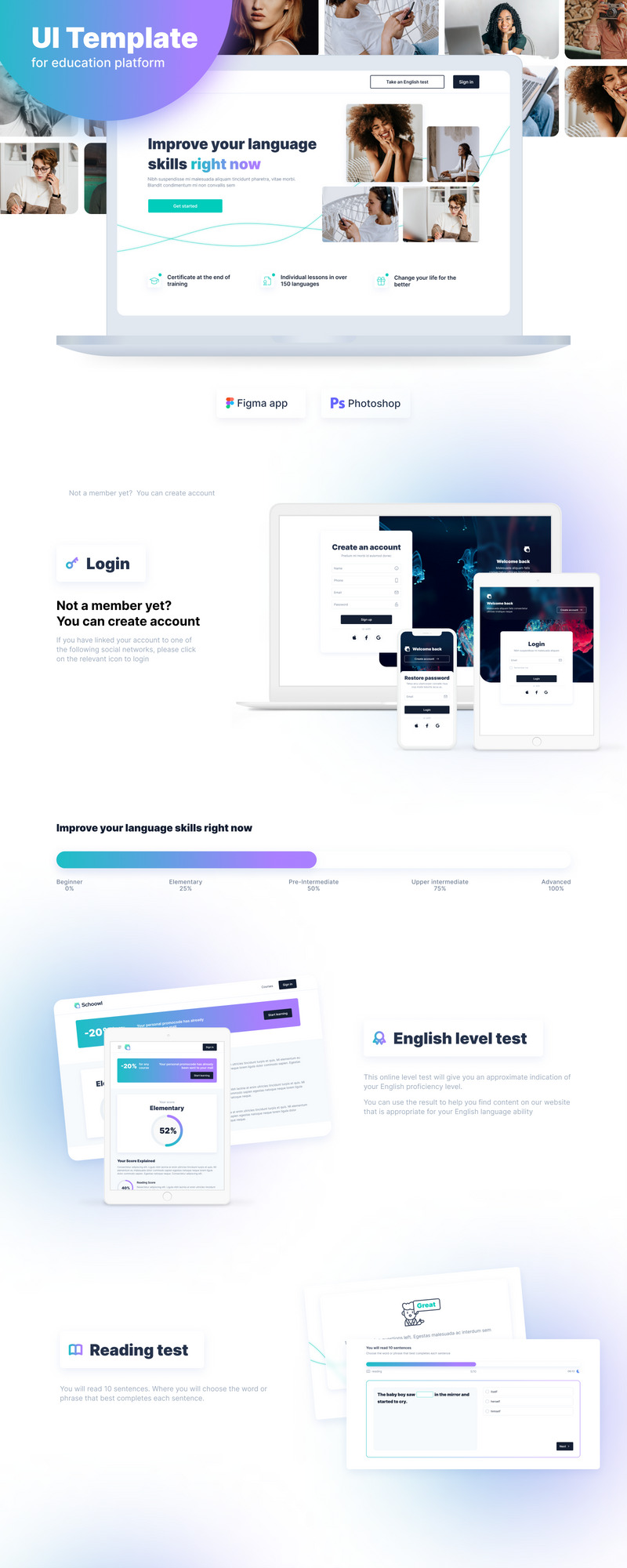 Schoowl - Plantilla de interfaz de usuario del sitio web de cursos de aprendizaje electrónico - Características Imagen 1