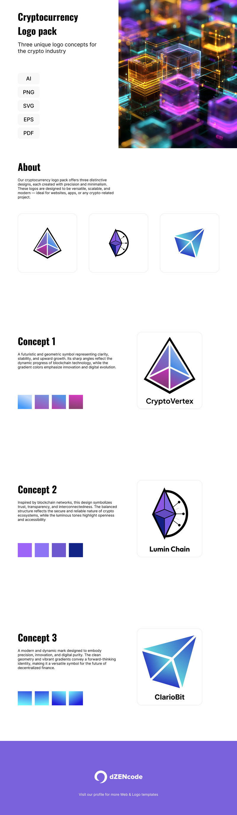 Cryptocurrency-logopakket – minimale blockchain-brandingsjablonen - Features Image 1