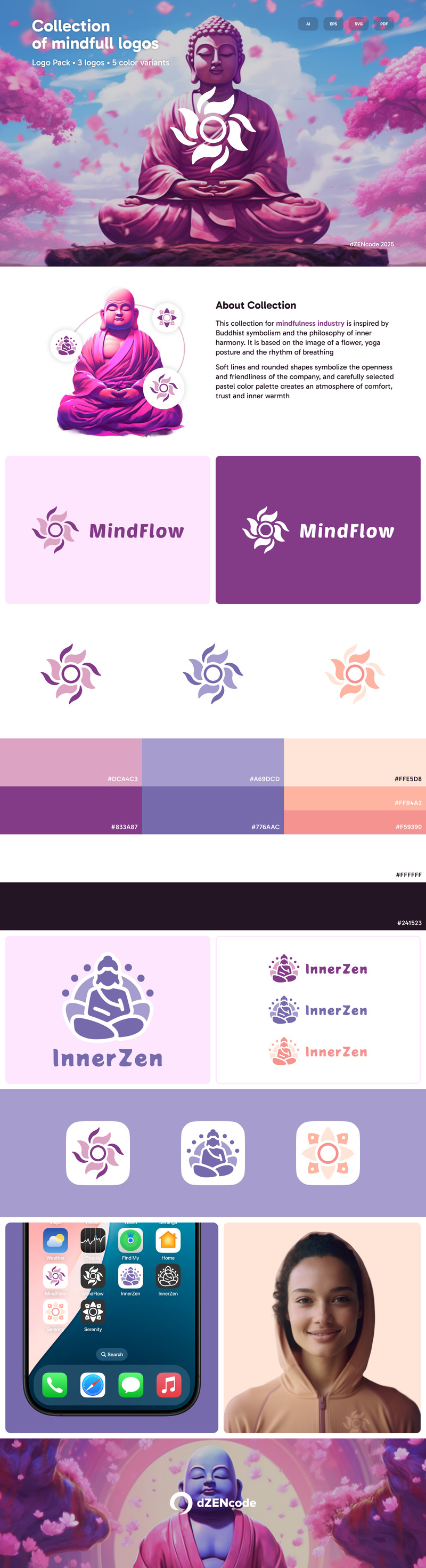 MindFlow – Минимальный шаблон логотипа для йоги - Features Image 1