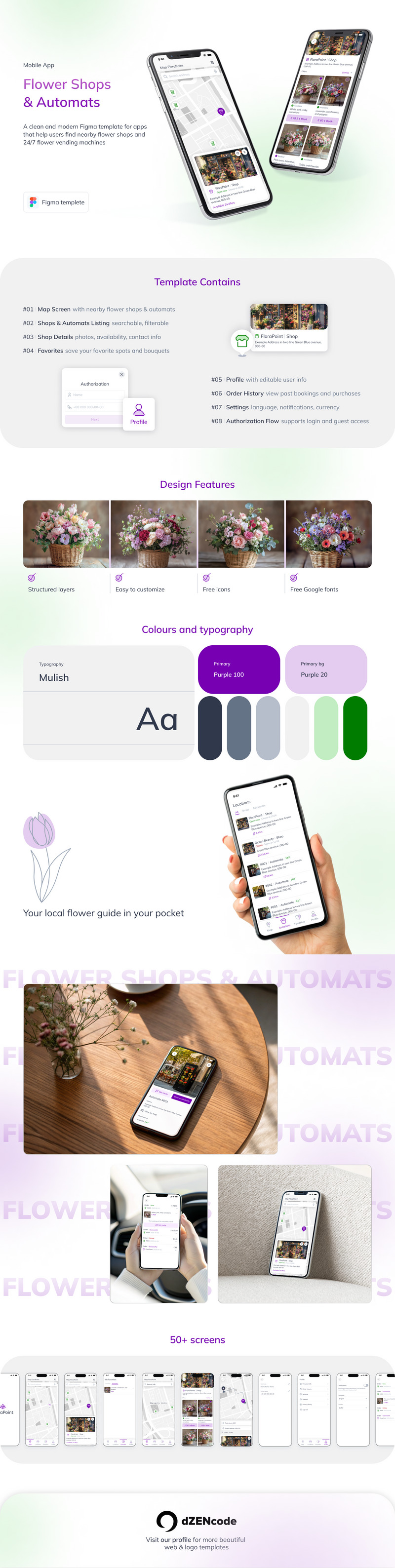 FloraPoint-app - Sjabloon voor de gebruikersinterface van de bloemenwinkel- en automatenzoeker - Features Image 1