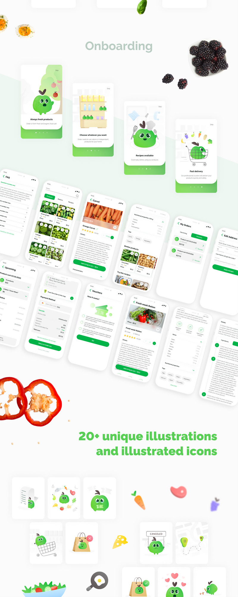 Greeneat – Moderne Essenslieferung & Rezepte Mobile App-UI-Vorlage - Eigenschaften Bild 2