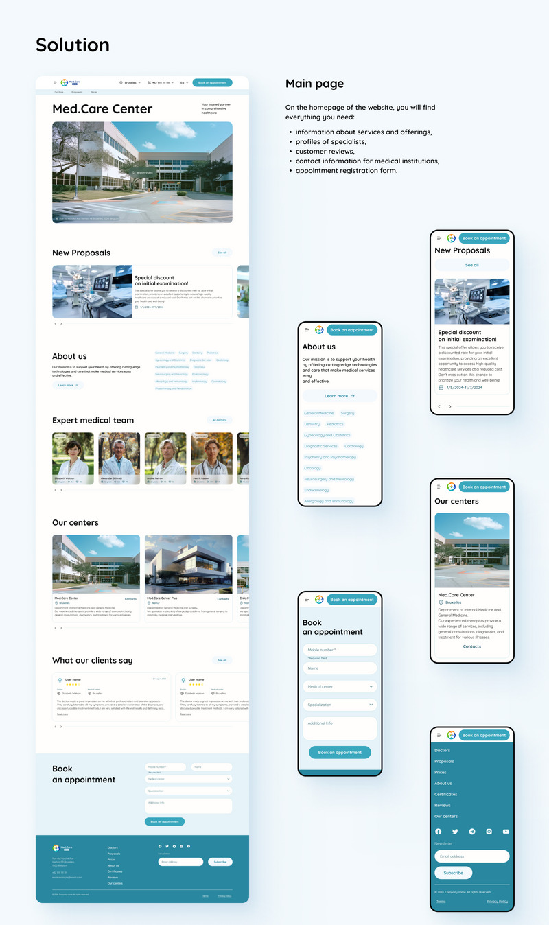 Med.Care.Center — Modello di interfaccia utente per sito Web di istituto medico - Caratteristiche Immagine 3