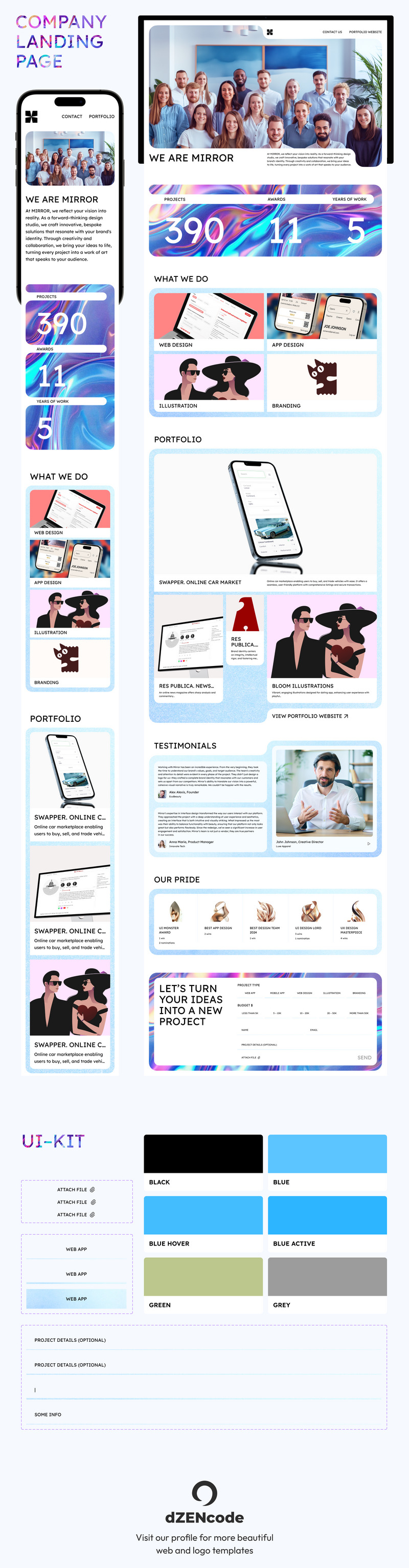 Зеркало – Шаблон пользовательского интерфейса целевой страницы компании - Features Image 1