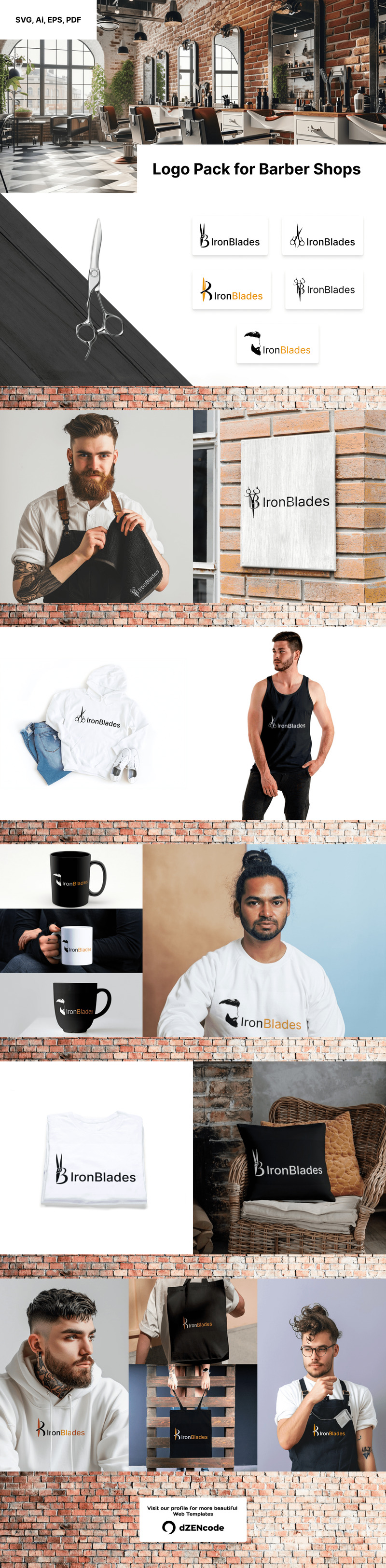 IronBlades — Minimalistic Barber Shop Logo Pack - Features Image 1