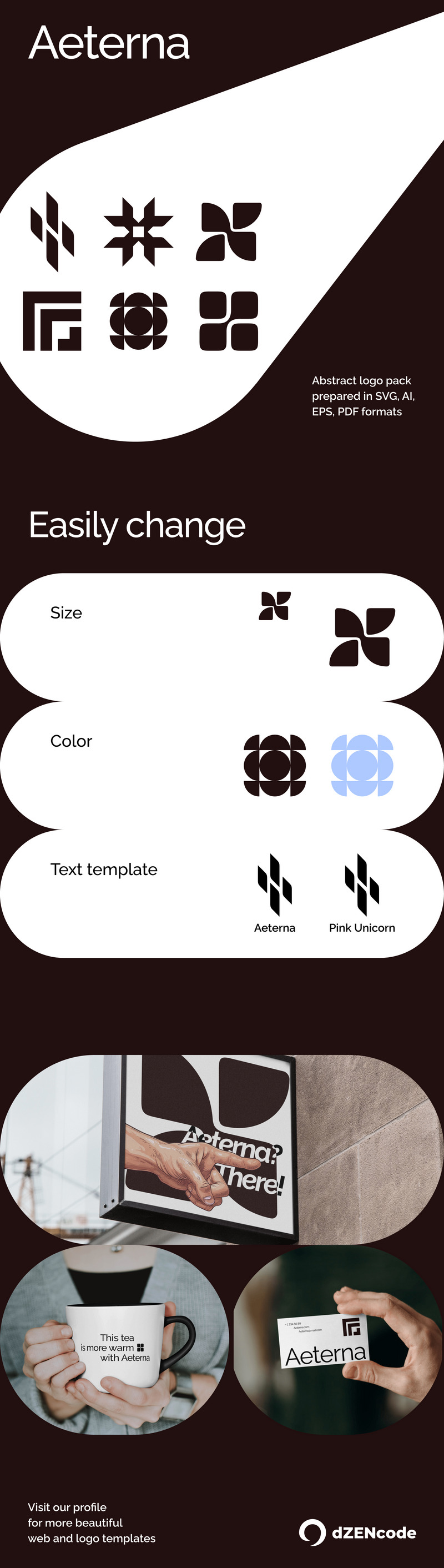 Aeterna – Abstraktes Logo-Vorlagenpaket mit individueller Firmennamenanpassung - Eigenschaften Bild 1