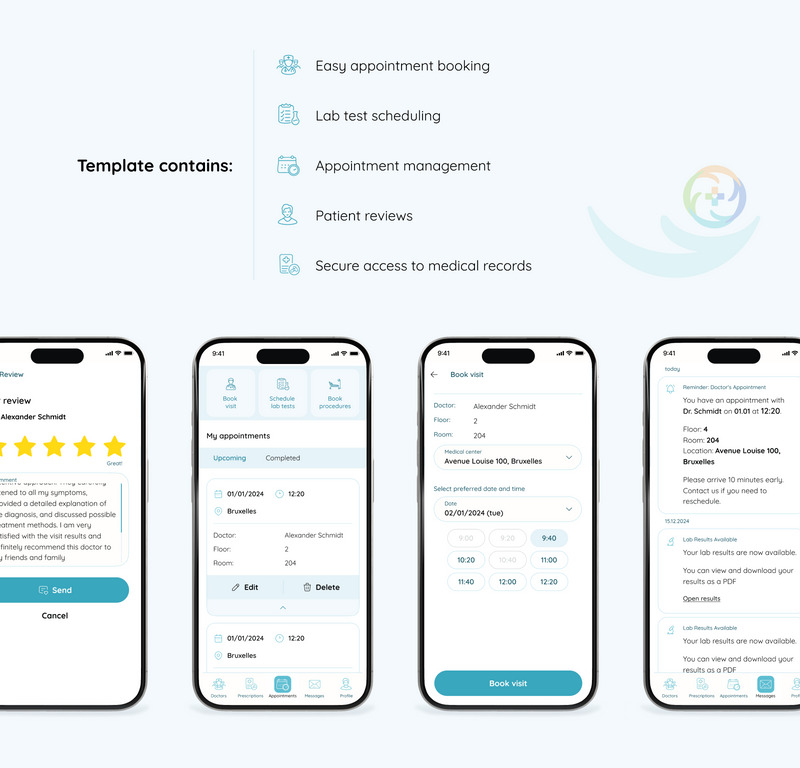 Med.Care Center App — Medical Clinic Mobile App UI Mall - Features Image 2