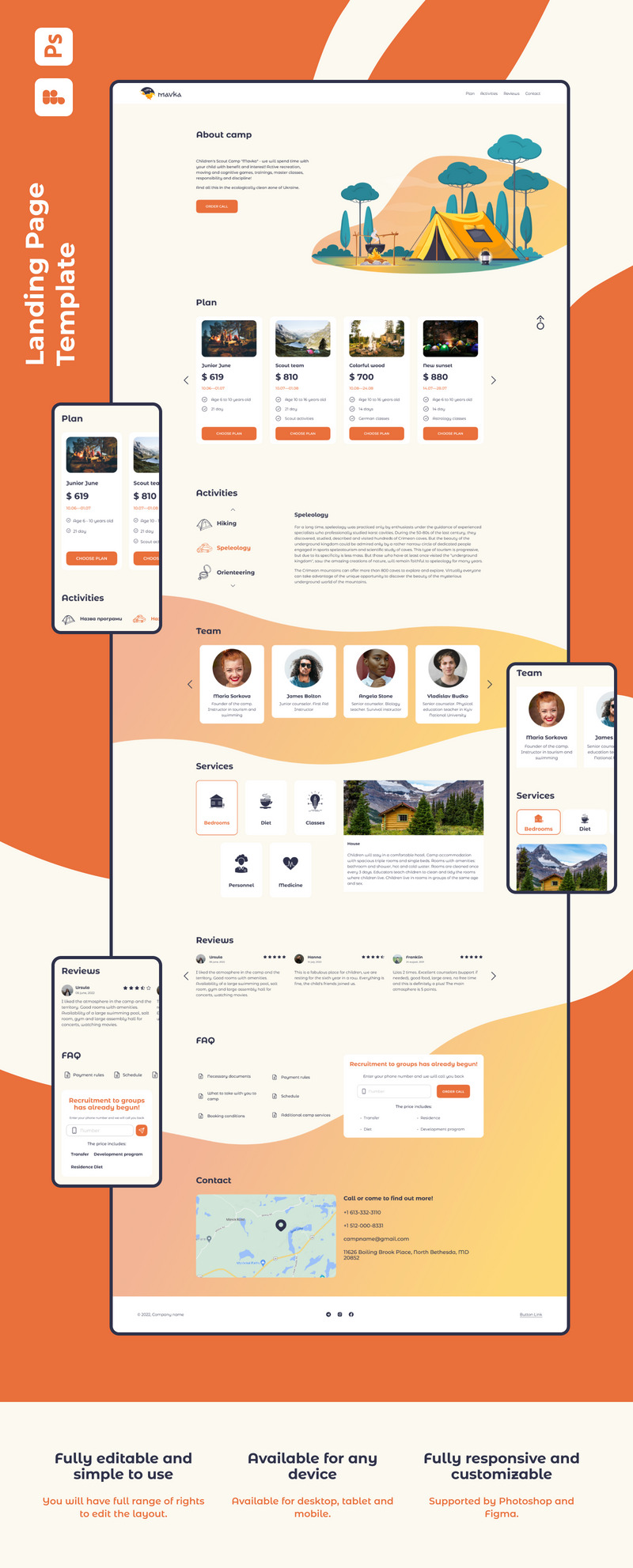 Mavka Camp - Modèle de page d'atterrissage minimal et brillant - Caractéristiques de l’image 1