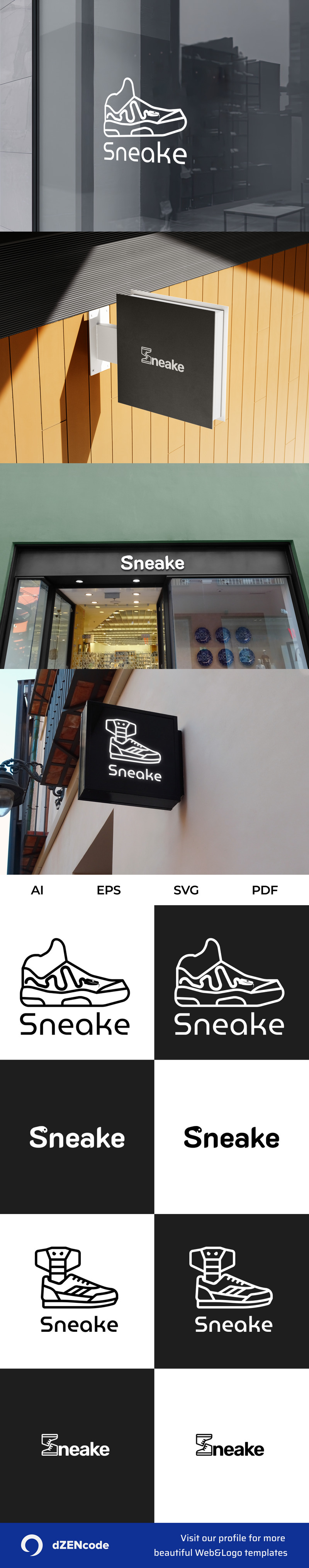 Sneake — шаблон пакета логотипов магазина кроссовок - Features Image 1