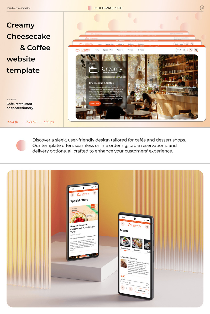 Creamy Cheesecake
& Coffee Website Template - Features Image 1