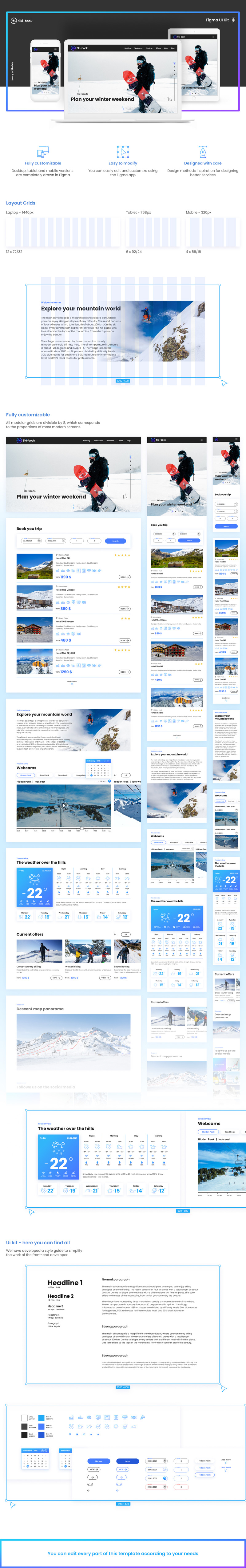 Ski-Book - Modèle d'interface utilisateur de la page de destination minimale de réservation de ski - Caractéristiques de l’image 1