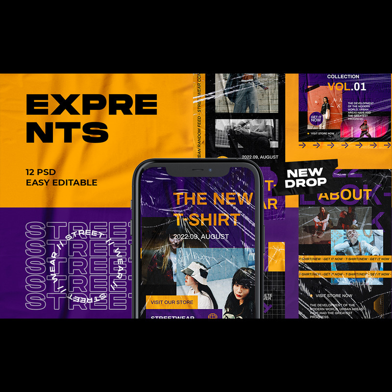 Exprents - Streetwear Instagram Posts Social Media Template - Features Image 1