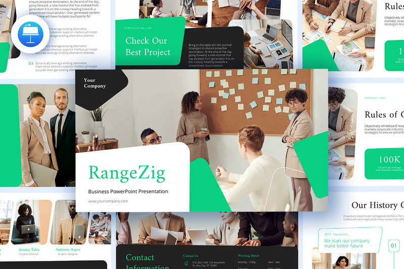 Presentazione aziendale di RangeZig Keynote - Caratteristiche Immagine 1