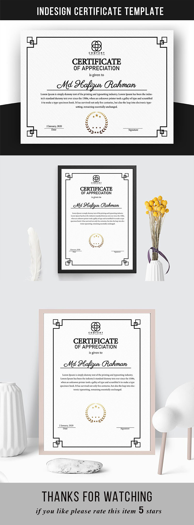 Simple and Modern Certificate Template - Features Image 1