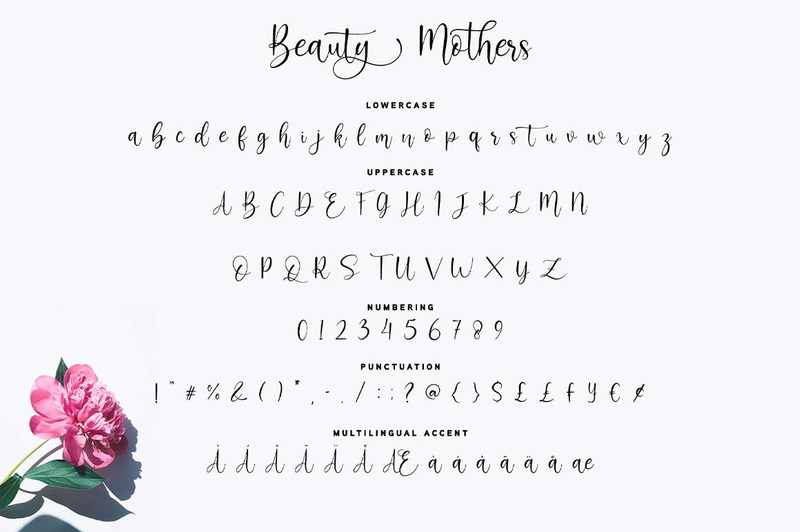 Font calligrafia di madri di bellezza - Caratteristiche Immagine 6