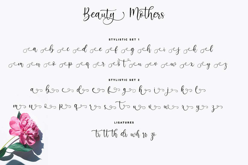 Font calligrafia di madri di bellezza - Caratteristiche Immagine 7