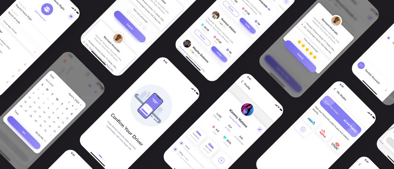 PoolRide - Carpooling mobiele app UI Kit - Features Image 1