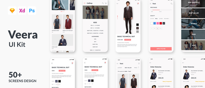 Veera E Commerce Mobile App UI Kit - Features Image 1