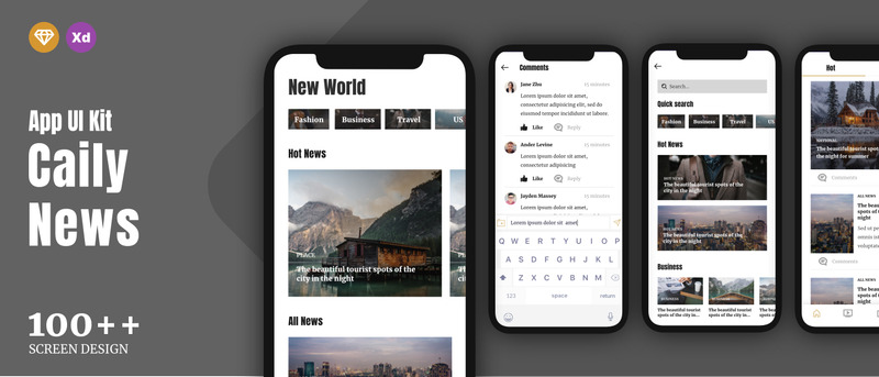 Caily News - Element för mobilappgränssnitt - Features Image 1