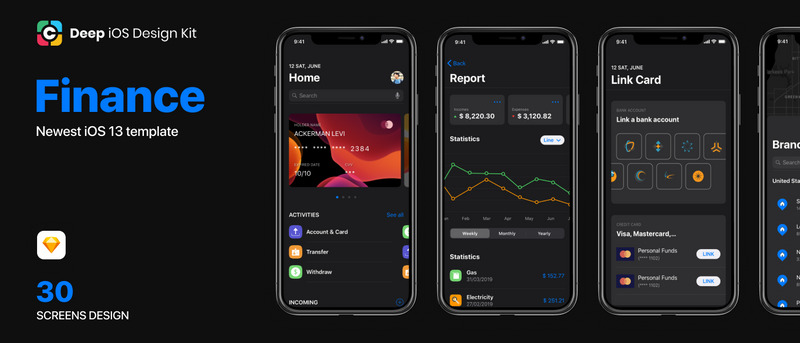 Cadeep - Pénzügyi mobilalkalmazás-felhasználói felület elemei a vázlathoz - Features Image 1