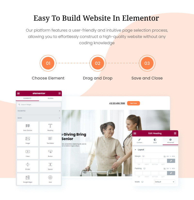 Altenpflege - Altenpflegedienste Elementor Vorlage - Eigenschaften Bild 2