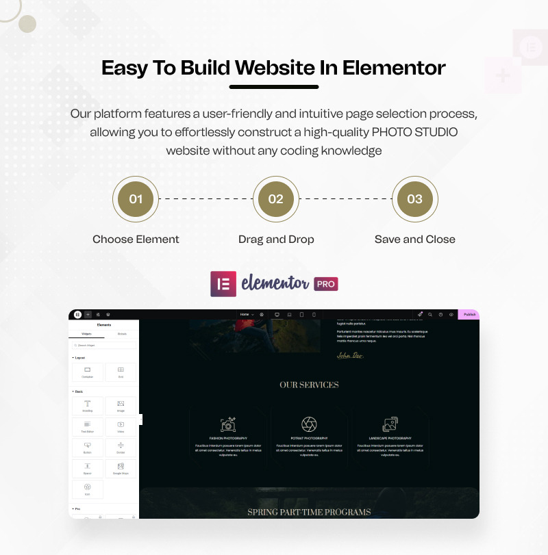 The Portrait – Photography Portfolio WordPress Elementor Template Kit - Features Image 4