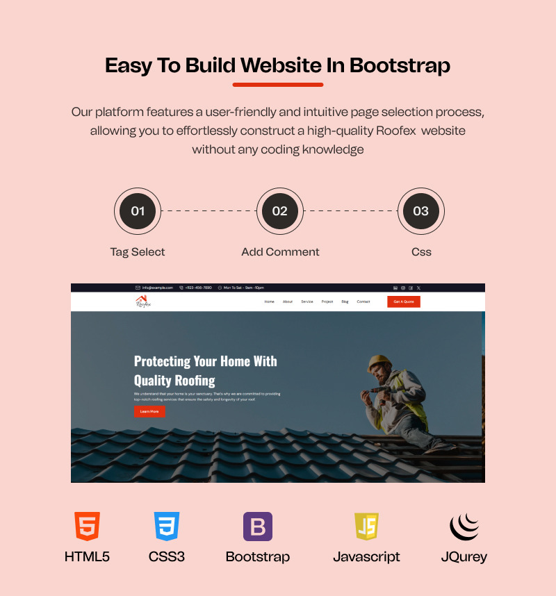 Roofex – Modern, reszponzív HTML egyoldal tetőfedő szolgáltatásoknak és vállalkozóknak - Features Image 2