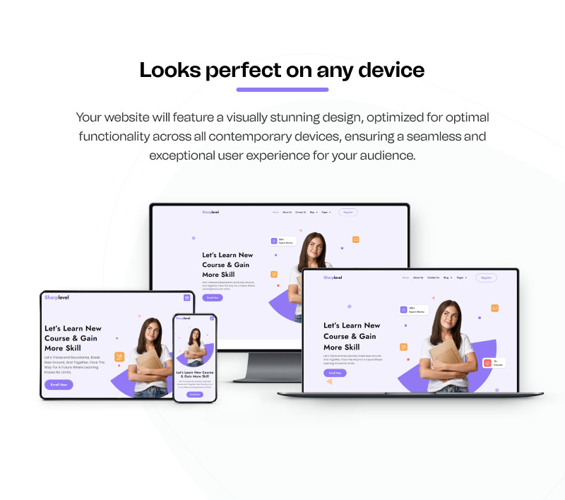 Sharp Level – Elementor-Website-Kit für Bildungseinrichtungen, Online-Lern- und Coaching-Institute - Eigenschaften Bild 5