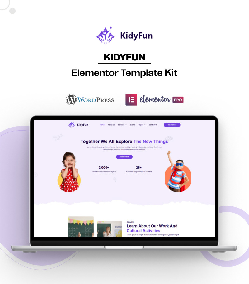 kidyfun - Schul-Collage und Bildung Elementor Template Kit - Eigenschaften Bild 1