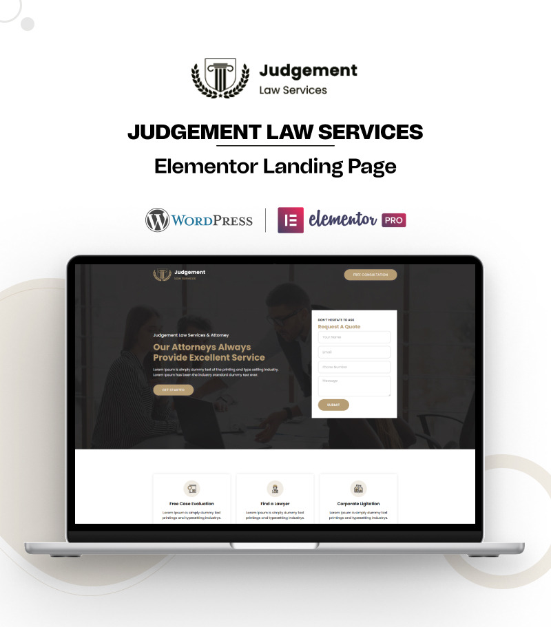 Giudizio – Modello Elementor pronto all'uso per servizi legali WordPress - Caratteristiche Immagine 1