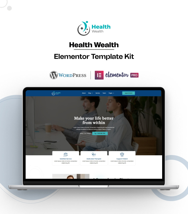 Kit modello WordPress Elementor per servizi di assistenza sanitaria e benessere - Caratteristiche Immagine 1