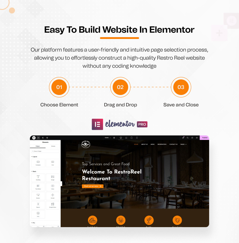 Restro Reels – Kit modello Elementor per ristoranti WordPress - Caratteristiche Immagine 4