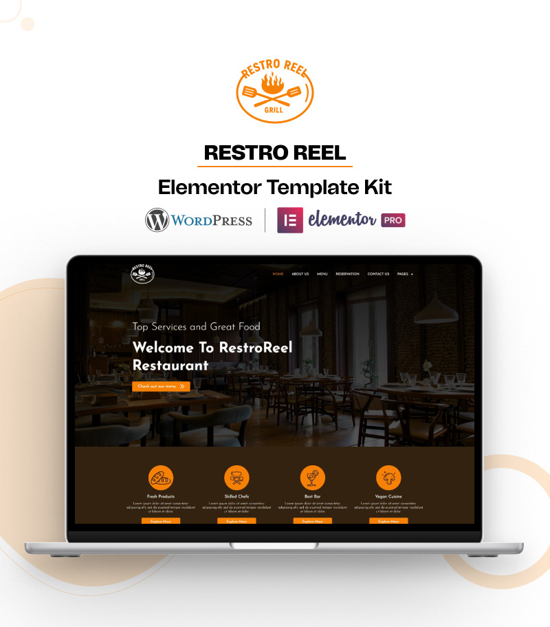 Restro Reels – Kit modello Elementor per ristoranti WordPress - Caratteristiche Immagine 1