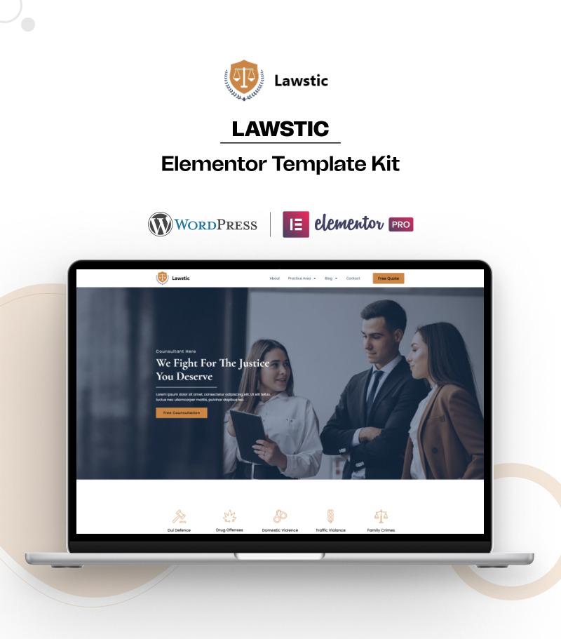 Lawstic – Lawyer Services Ready to Use WordPress Elementor Template Kit - Features Image 1