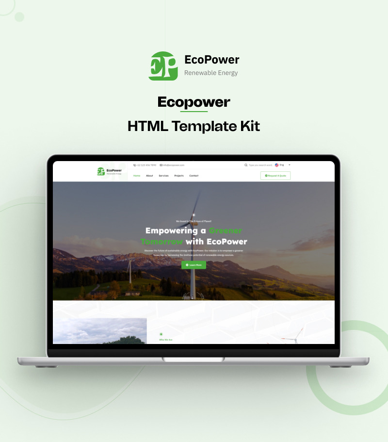 Ecopower – Modèle de site web HTML réactif pour les solutions d'énergie verte et solaire - Caractéristiques de l’image 1