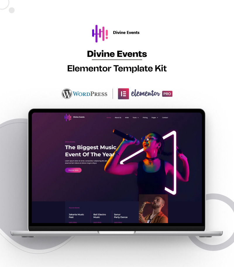 Divine Events – Musikalisches Event, gebrauchsfertiges WordPress Elementor-Vorlagen-Kit - Eigenschaften Bild 1