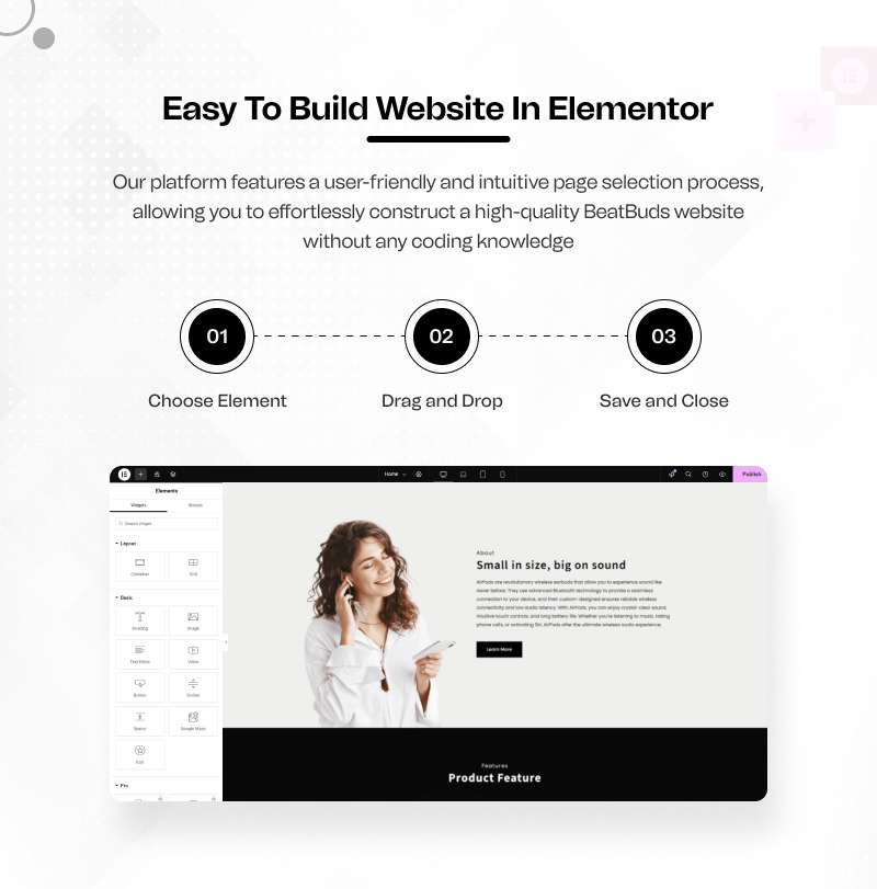BeatBuds - Auricolari wireless Elementor Pagina di destinazione - Caratteristiche Immagine 4