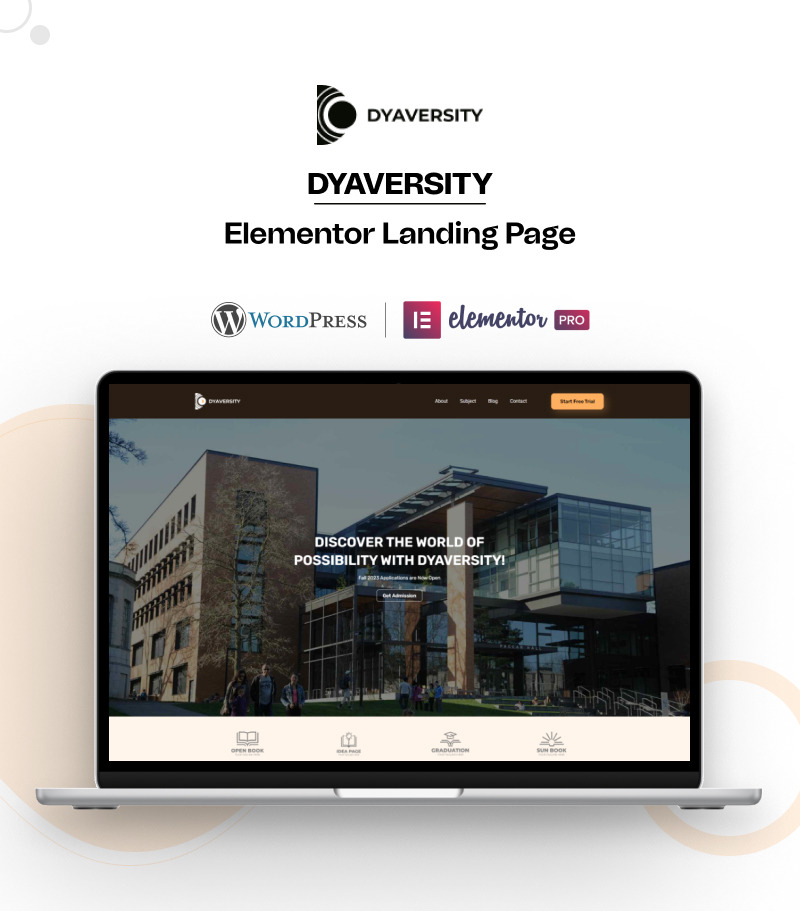 Dyaversity – Pagina di destinazione WordPress Elementor per l'istruzione universitaria e universitaria - Caratteristiche Immagine 1