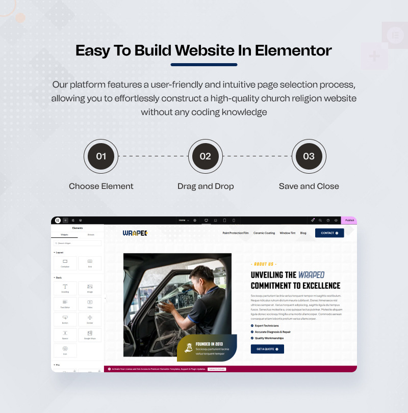 Wrapeo – WordPress-Elementor-Kit für Autoservice - Eigenschaften Bild 3