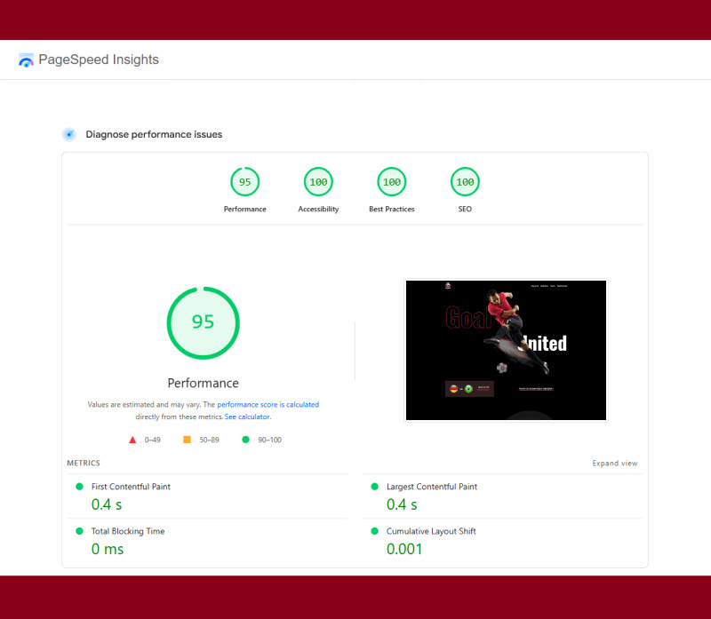Goal United – Modello di landing page per Elementor dedicato allo sport calcistico su WordPress - Caratteristiche Immagine 3