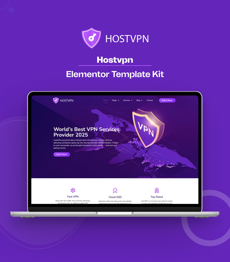 HOSTVPN β Multipurpose VPN and Cloud Services Ready to use Elementor Template Kit - Features Image 1