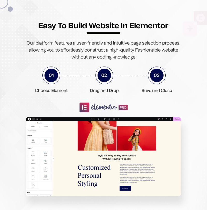 Kit di modelli WordPress Elementor per parole e colori alla moda - Caratteristiche Immagine 4