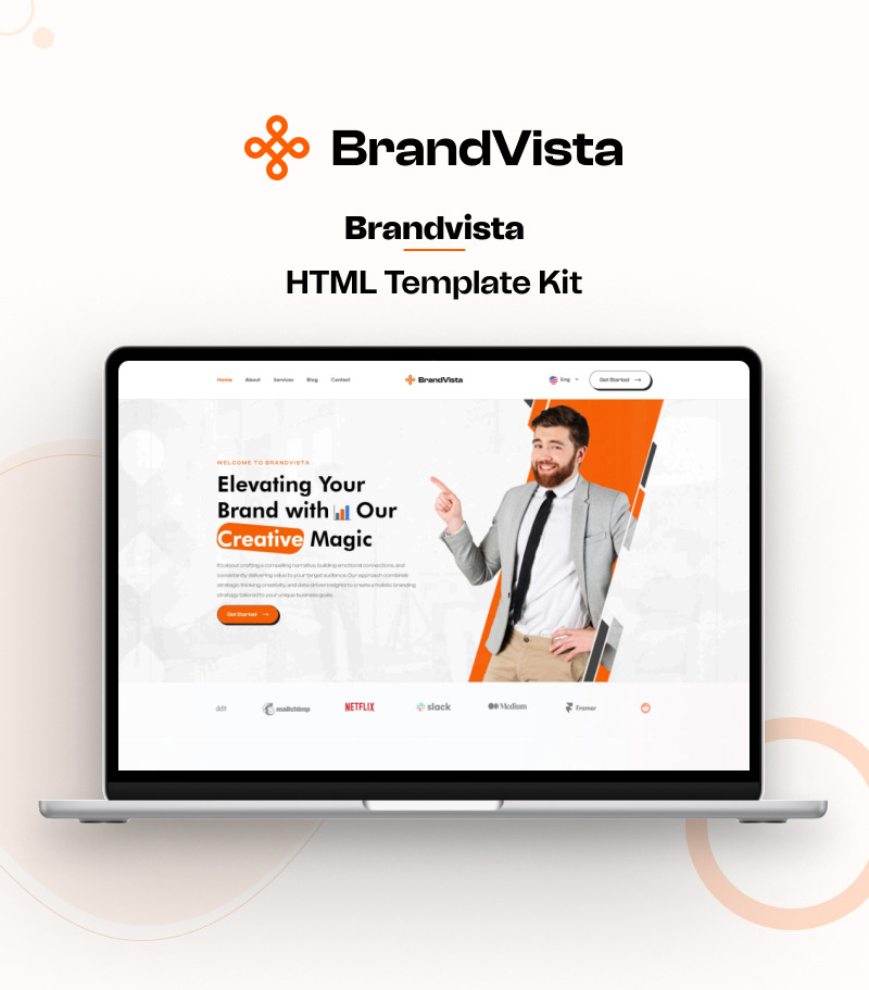 Brandvista – Modello HTML creativo multiuso per agenzie e studi di branding - Caratteristiche Immagine 1