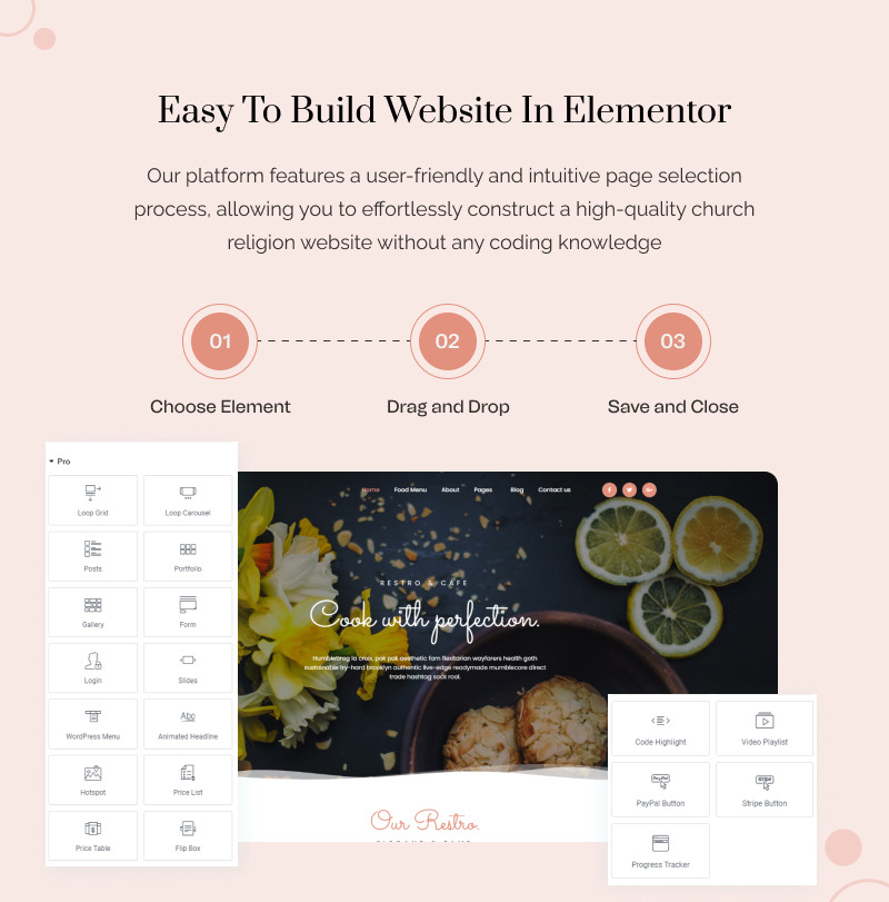 Foodis - Kit Elementor pronto per l'uso per ristoranti - Caratteristiche Immagine 3