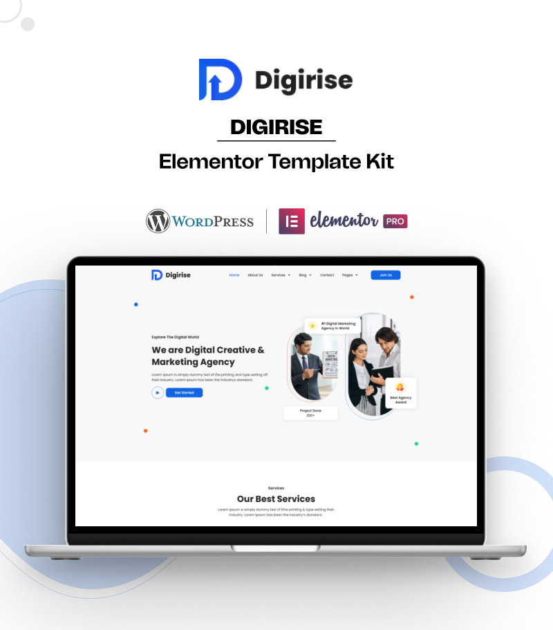 Digirise – Kit de plantillas Elementor de WordPress listas para usar para agencias de marketing - Características Imagen 1